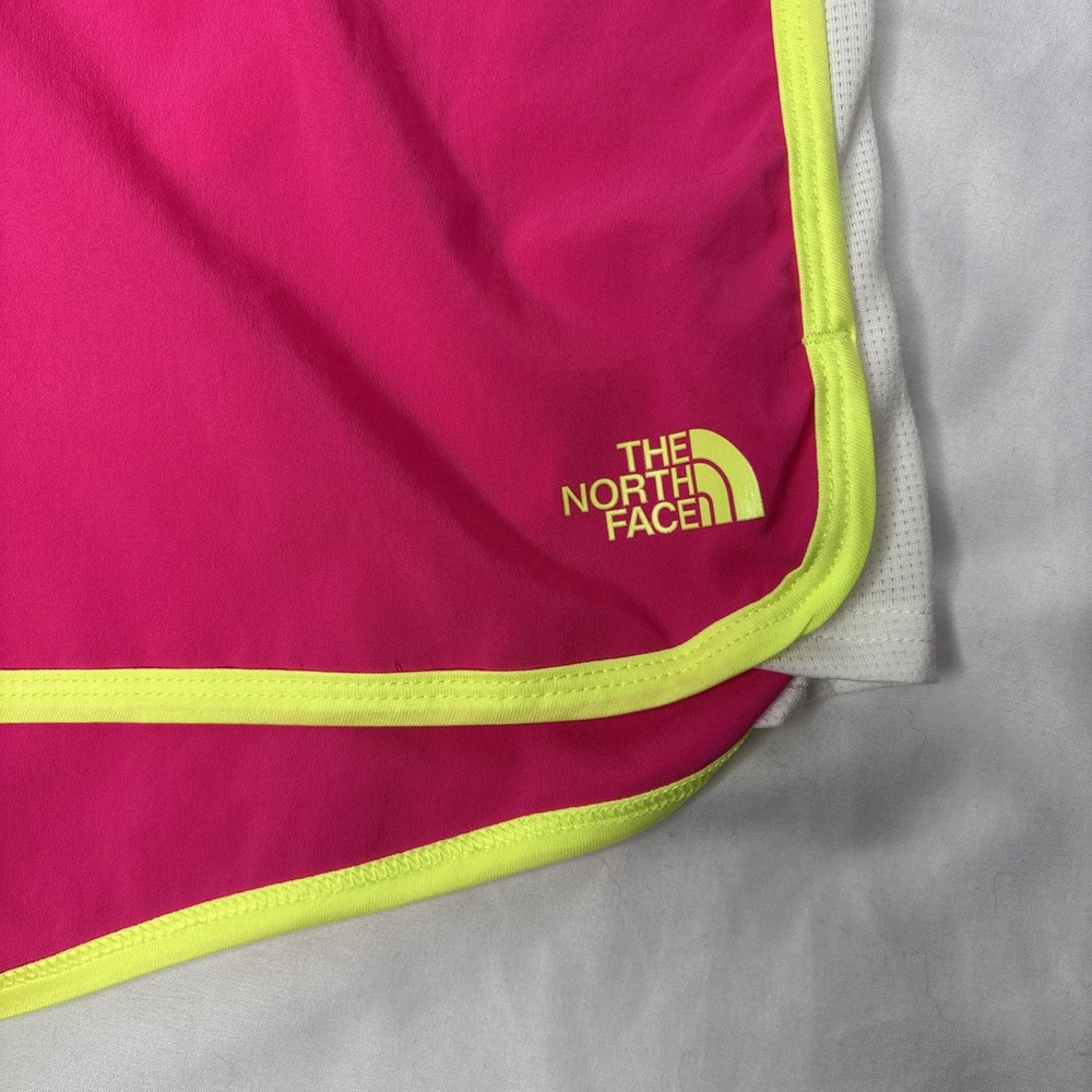 The North‎ Face GTD Women's Small Running Shorts Azalea Pink Dayglo Yellow - Picture 3 of 9